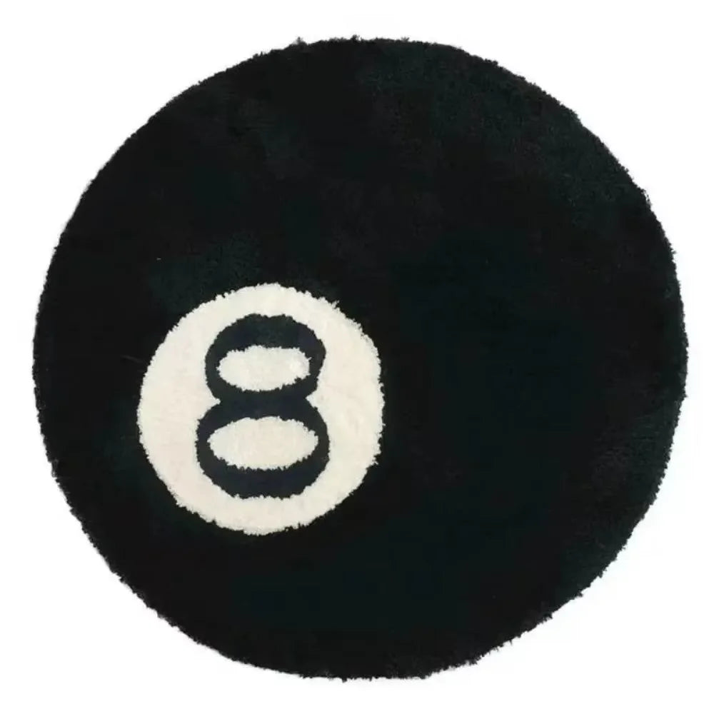 Black 8 Ball Round anti-slip rug