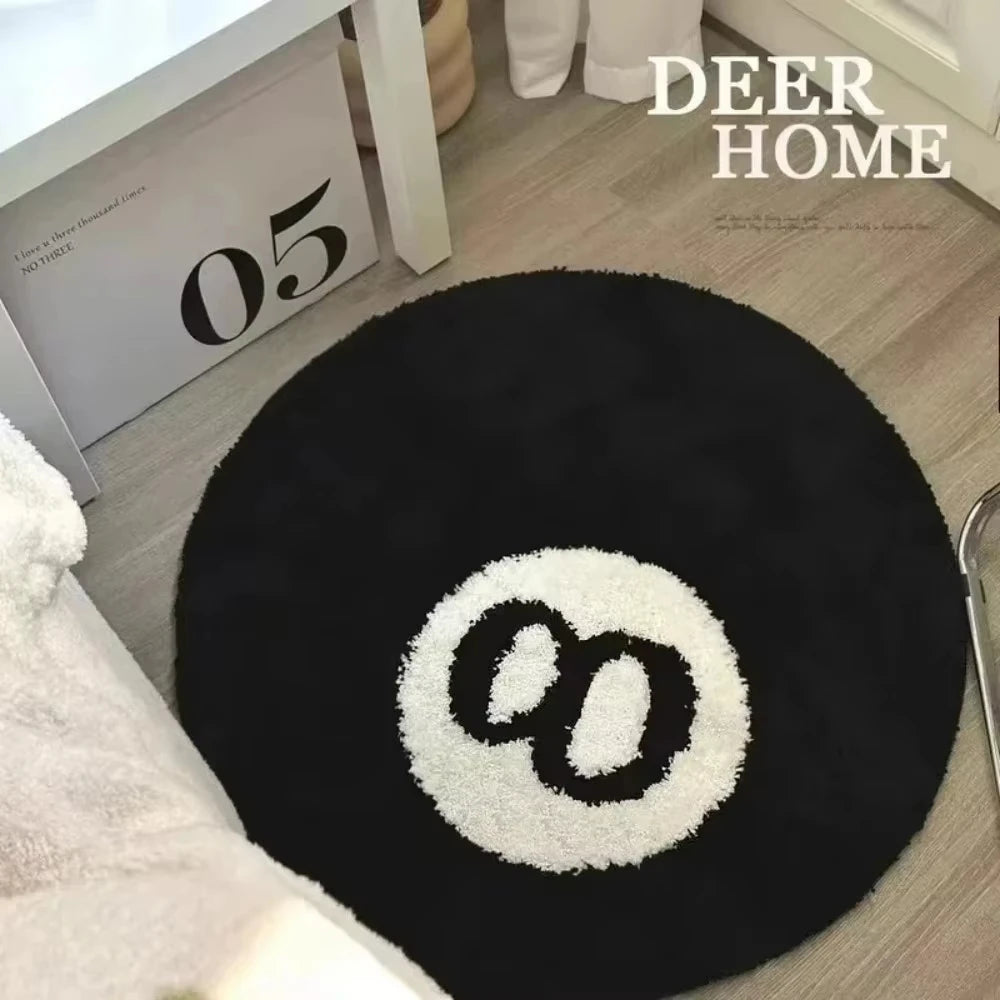 Black 8 Ball Round anti-slip rug