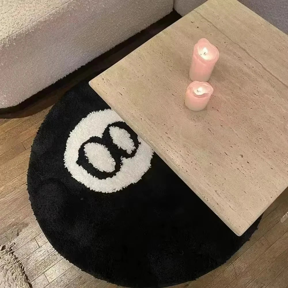 Black 8 Ball Round anti-slip rug